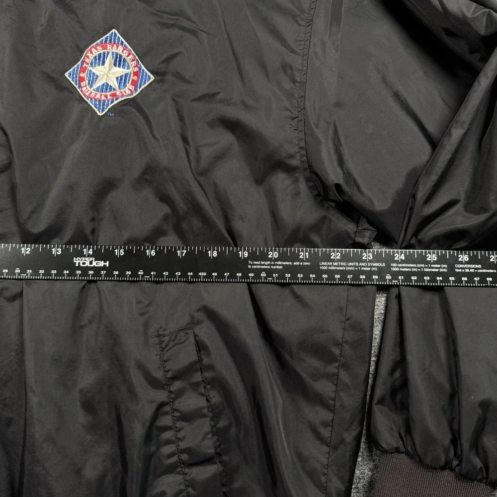 Vintage Texas Rangers Rawlings Windshirt Jacket Large Black MLB Baseball V-Neck